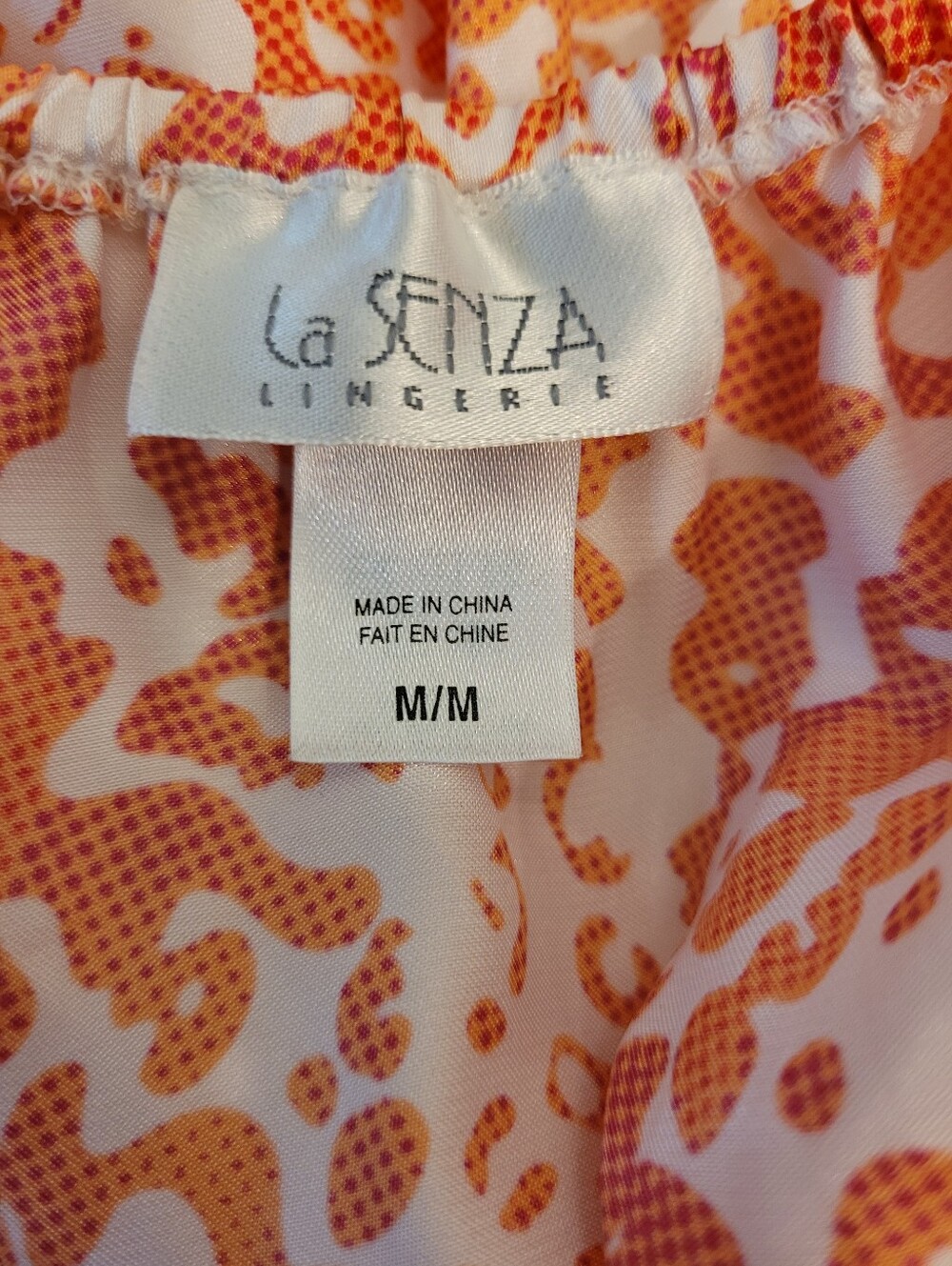 La SENZA Vintage Y2k Orange & White Leopard Print Satin Asymmetrical Chemise - M - Picture 2 of 9